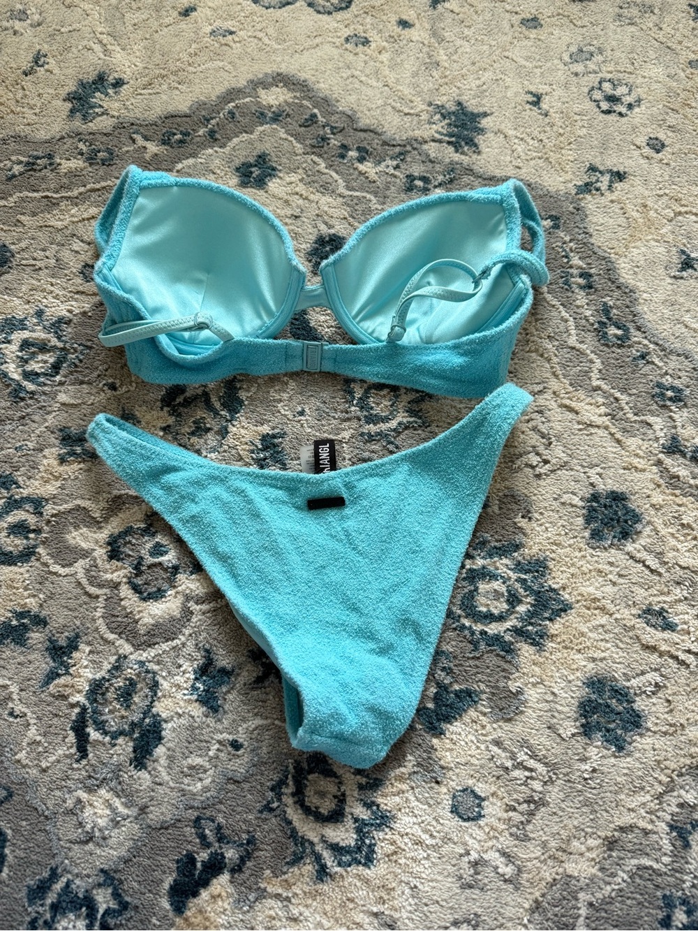 triangl swimwear aqua blue textured bikini set - Picture 2 of 4